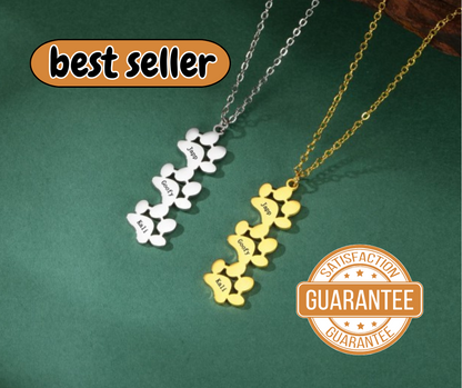 Pawfect Love: Custom Pet Paw Name Necklace