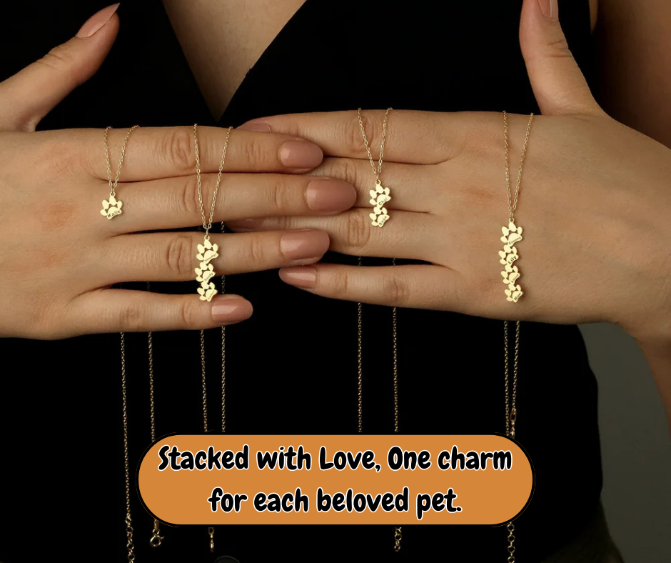 Pawfect Love: Custom Pet Paw Name Necklace